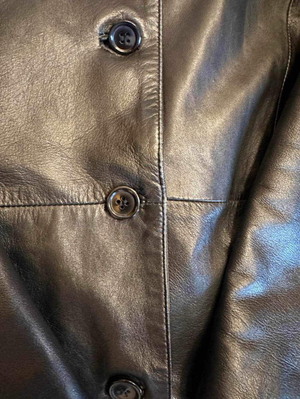 Vintage Guccini Leather Co Black Genuine Leather Blazer Coat 2XL - Picture 10 of 16
